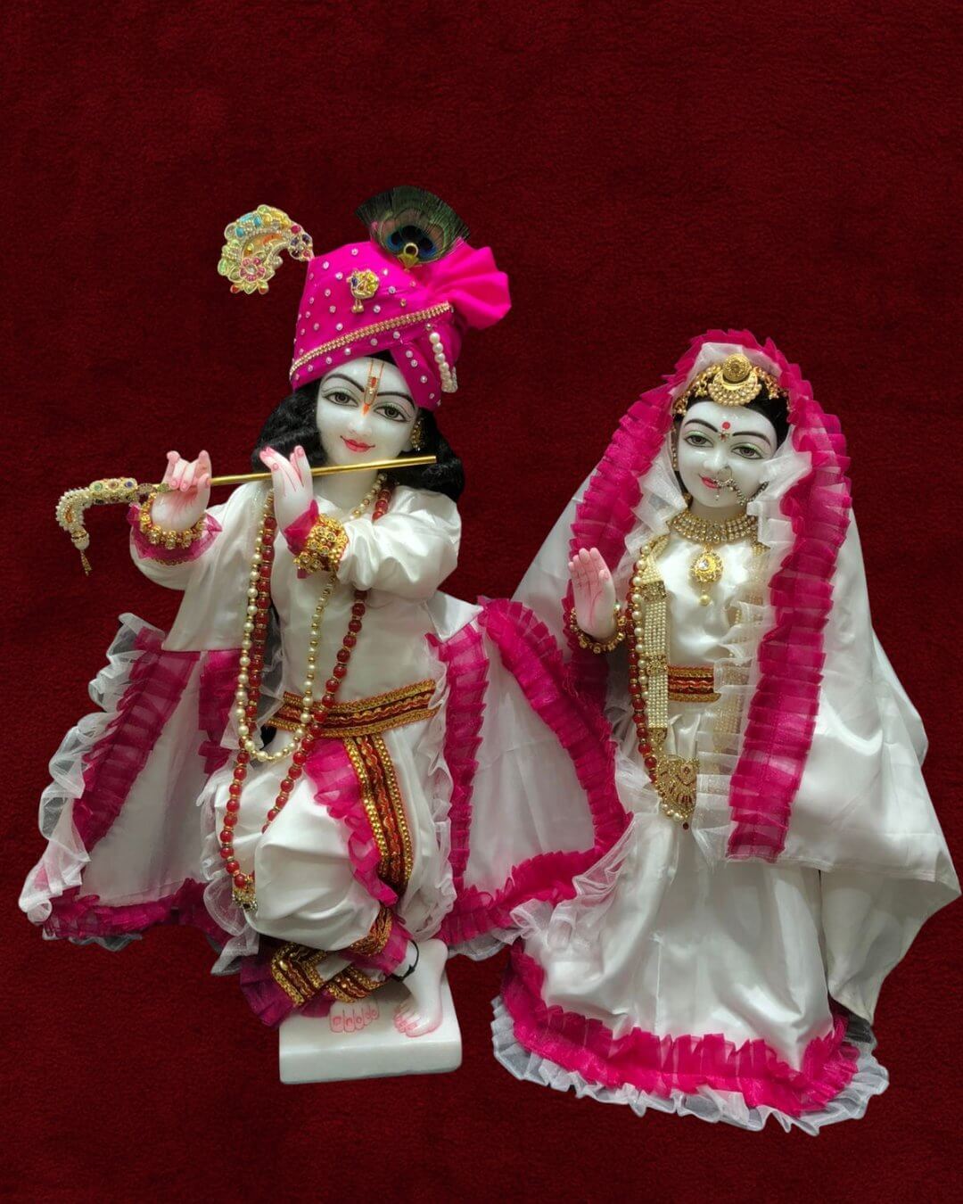 Handcrafted Radha Krishna Moorti - Makrana Marble Deity Moorti Temple Quality Custom Moorti